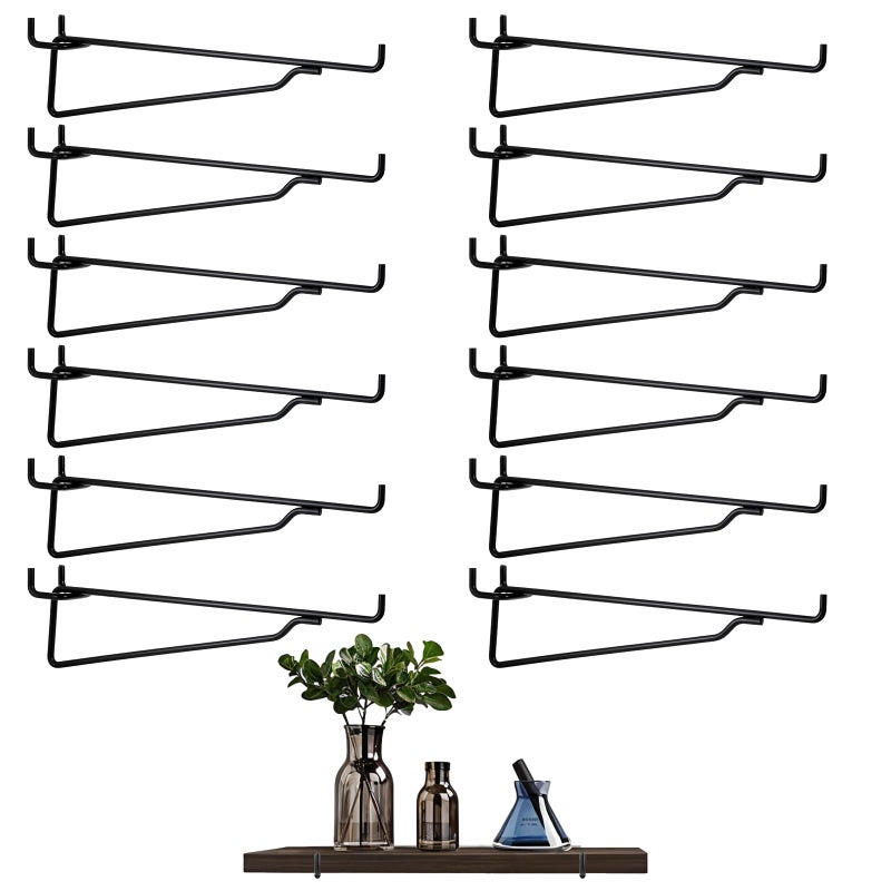 12 قطعة من خطافات رف Pegboard من Ubamdom، دعامات لوح ربط سوداء مقاس 8 بوصة، مجموعة خطافات معدنية، نظام ترتيب تخزين أدوات مختلفة للجراج، والحرف اليدوية، وورش العمل، ومنضدة العمل - Image 1
